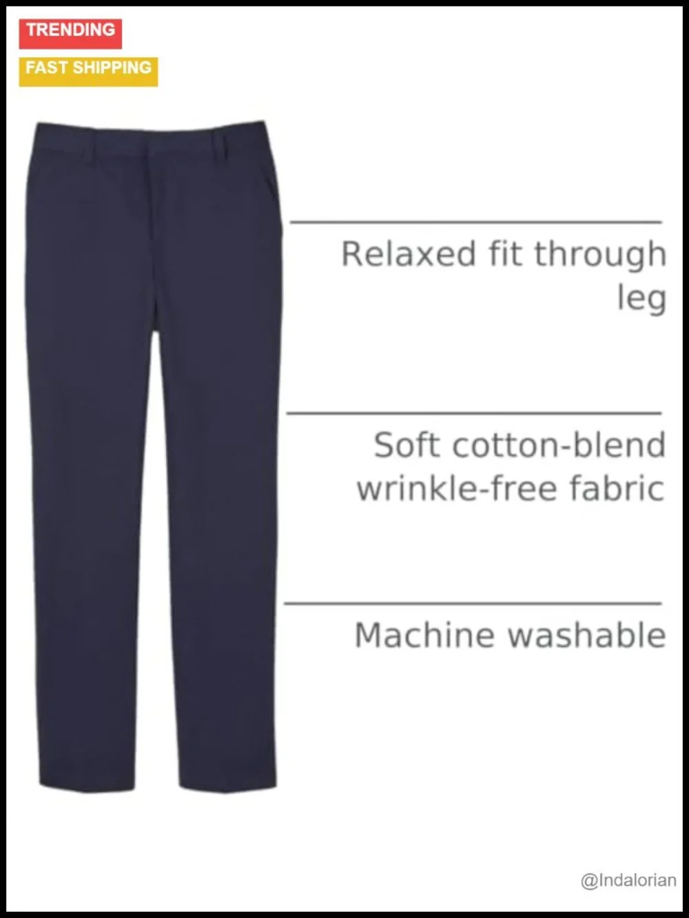 Relaxed Fit Chino Pants with Wrinkle No More Cotton Blend